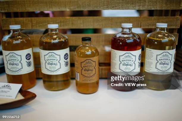 Food is displayed during The Summer Fancy Food Show at the Javits Center in the borough of Manhattan on July 02, 2018 in New York, The Summer Fancy...