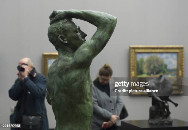 The sculpture "The Age of Bronze" of Auguste Rodin at the National Gallery in Berlin, Germany, 16 November 2017. The 100th Death Anniversary of...