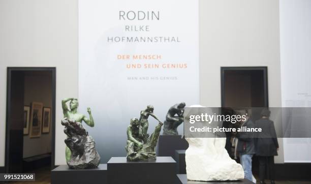 Journalists can be seen at the National Gallery in Berlin, Germany, 16 November 2017. The 100th Death Anniversary of Auguste Rodin is marked by the...