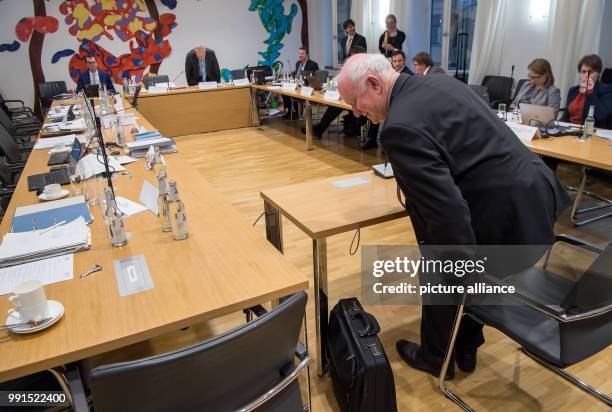 The county commissioner of Dingolfing-Landau, Heinrich Trapp, partakes in a session of the Special committee "Bayern Ei" at the Bavarian parliament...