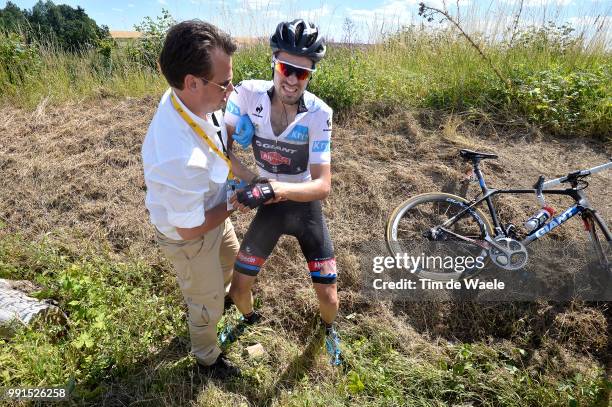 102Nd Tour De France, Stage 3 Dumoulin Tom White Young Jersey, Crash Chute Val, Injury Blessure Gewond, Antwerpen - Huy 204M / Ronde Van Frankrijk...