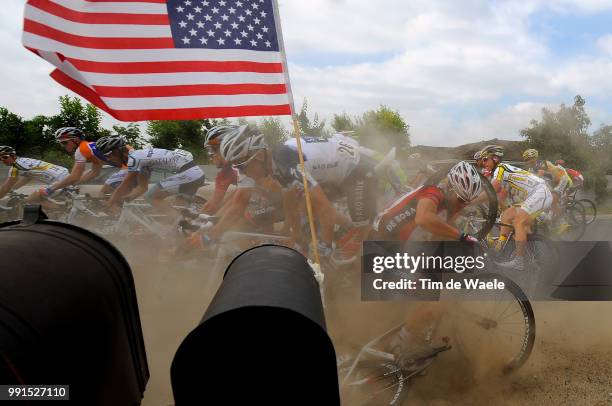 Tour Of California, Stage 5Stuart O'Grady / Jay Robert Thompson / Illustration Illustratie, Crash Chute Val, Peleton Peloton, Visalia - Bakersfield /...