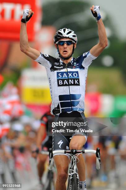 Tour De Suisse 2010, Stage 3Arrival, Frank Schleck Celebration Joie Vreugde, Sierre - Schwarzenburg / Etape Rit, Tim De Waele