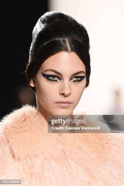 Vittoria Ceretti walks the runway during the Fendi Haute Couture Fall Winter 2018/2019 show as part of Paris Fashion Week - on July 4, 2018 in Paris,...