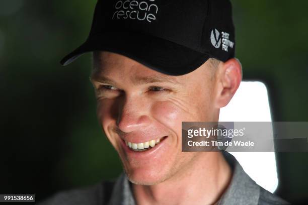 Christopher Froome of Great Britain and Team Sky / Interview / during the 105th Tour de France 2018, Team SKY press conference / TDF / on July 4,...
