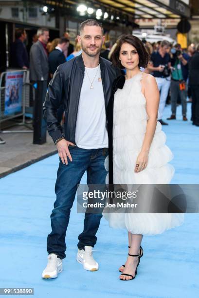 Charlotte Riley and Tom Hardy attend the 'Swimming With Men' UK Premiere at The Curzon Mayfair on July 4, 2018 in London, England.