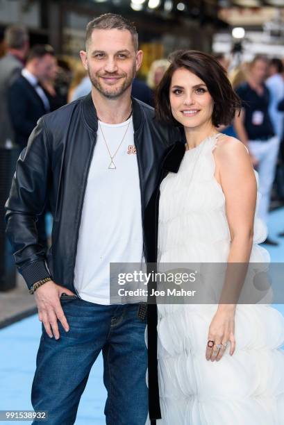 Charlotte Riley and Tom Hardy attend the 'Swimming With Men' UK Premiere at The Curzon Mayfair on July 4, 2018 in London, England.