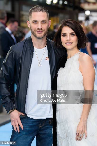 Charlotte Riley and Tom Hardy attend the 'Swimming With Men' UK Premiere at The Curzon Mayfair on July 4, 2018 in London, England.