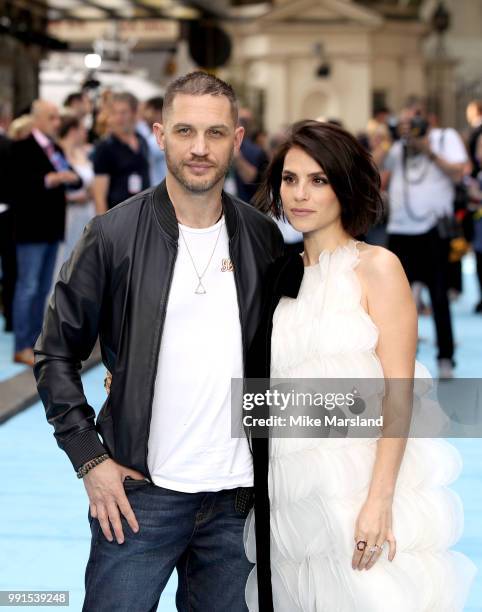 Tom Hardy and Charlotte Riley attend the 'Swimming With Men' UK Premiere at The Curzon Mayfair on July 4, 2018 in London, England.