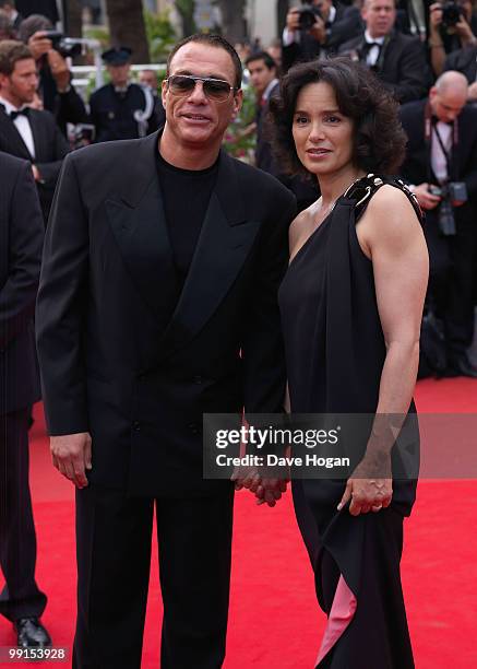 Actor Jean Claude Van Damme and wife Gladys Portugues attend the Robin Hood Premiere at the Palais des Festivals during the 63rd Annual Cannes...