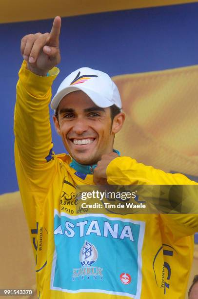 97Th Tour De France 2010, Stage 17Podium, Contador Alberto Yellow Jersey, Celebration Joie Vreugde, Pau - Col Du Tourmalet - 2115M / Ronde Van...