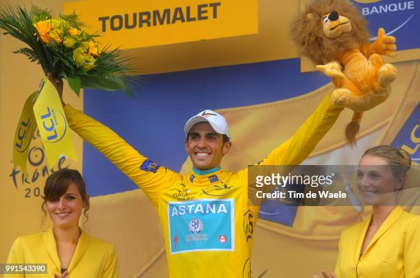 97Th Tour De France 2010, Stage 17Podium, Contador Alberto Yellow Jersey, Celebration Joie Vreugde, Pau - Col Du Tourmalet - 2115M / Ronde Van...
