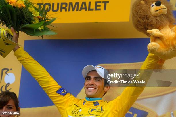 97Th Tour De France 2010, Stage 17Podium, Contador Alberto Yellow Jersey, Celebration Joie Vreugde, Pau - Col Du Tourmalet - 2115M / Ronde Van...