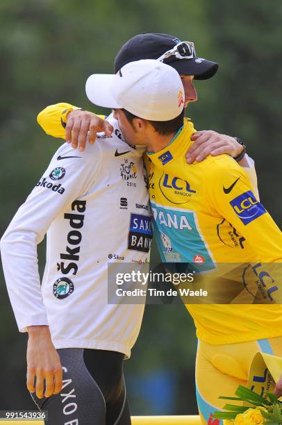 97Th Tour De France 2010, Stage 20Podium, Schleck Andy White Jersey, Contador Alberto Yellow Jersey, Celebration Joie Vreugde, Longjumeau - Paris...