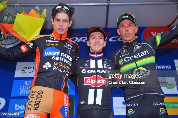 Wc Valkenburg 2015Podium, Wout Van Aert , Lars Van Der Haar , Sven Nys , Celebration, World Cup Coupe Du Monde Wereldbeker / Tim De Waele