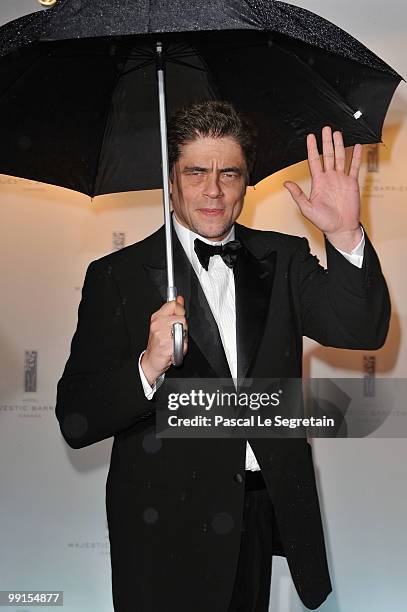 Actor Benico Del Toro attends the Opening Ceremony Dinner at the Majestic Hotel during the 63rd International Cannes Film Festival on May 12, 2010 in...