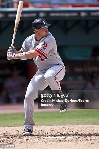 Ryan Zimmerman of the Washington Nationals bats during a MLB game against the Florida Marlins in Sun Life Stadium on May 2, 2010 in Miami, Florida.