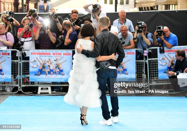 Tom Hardy and Charlotte Riley attending the Swimming with Men premiere held at Curzon Mayfair, London.