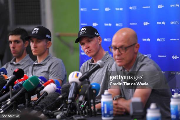 Dave Brailsford of Great Britain Team Manager of Team Sky / Christopher Froome of Great Britain and Team Sky / Michal Kwiatkowski of Poland and Team...