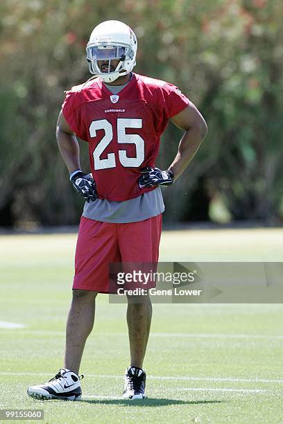 Arizona Cardinals safety Kerry Rhodes during the first mini camp practice on April 30, 2010 at the team's training facility in Tempe, Arizona.