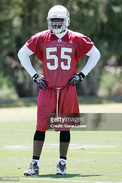 Arizona Cardinals linebacker Joey Porter during the first mini camp practice on April 30, 2010 at the team's training facility in Tempe, Arizona.