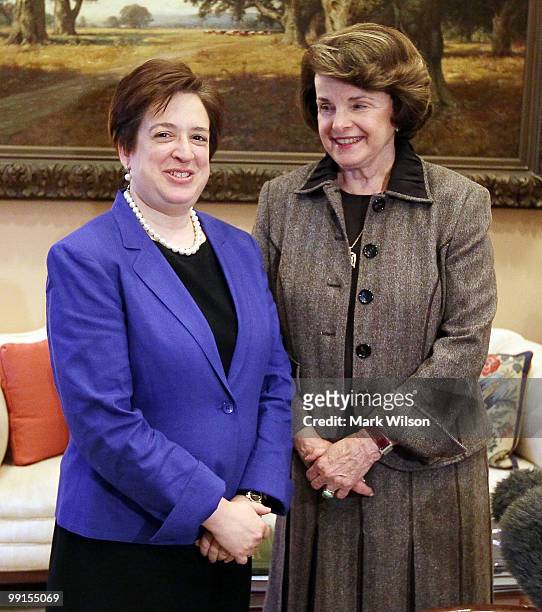 Supreme Court nominee, Solicitor General Elena Kagan meets with Sen. Dianne Feinstein on Capitol Hill May 12, 2010 in Washington, DC. If confirmed by...