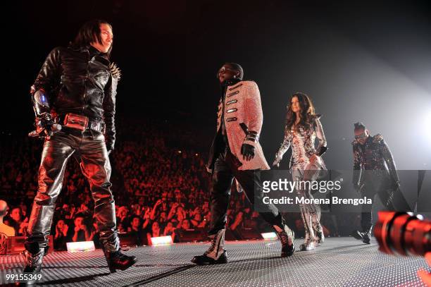 Will.I.Am, Fergie, Taboo and Apl.De.Ap of the Black Eyed Peas perform at the Mediolanum Forum on May 12, 2010 in Milan, Italy.
