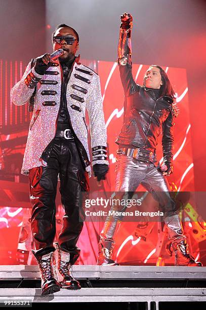 Will.i.am and Taboo of the Black Eyed Peas perform at the Mediolanum Forum on May 12, 2010 in Milan, Italy.