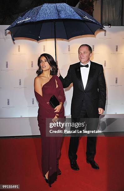 Francois-Henri Pinault and Salma Hayek attend the Opening Ceremony Dinner at the Majestic Hotel during the 63rd International Cannes Film Festival on...