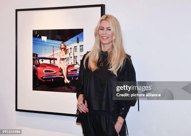 Supermodel Claudia Schiffer arriving to an autograph signing session on the occasion of a photo exhibition on her career taking place in the...