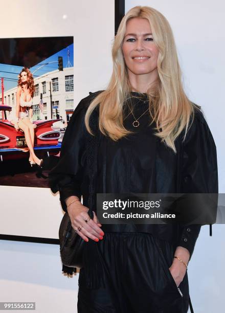 Supermodel Claudia Schiffer arriving to an autograph signing session on the occasion of a photo exhibition on her career taking place in the...