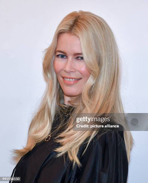 Supermodel Claudia Schiffer arriving to an autograph signing session on the occasion of a photo exhibition on her career taking place in the...