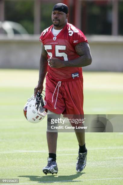 Arizona Cardinals linebacker Joey Porter during the last day of mini camp at the team's training facility in Tempe, Arizona on May 2, 2010.