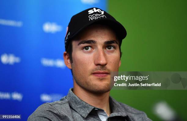 Gianni Moscon of Italy and Team Sky / during the 105th Tour de France 2018, Team SKY press conference / TDF / on July 4, 2018 in...