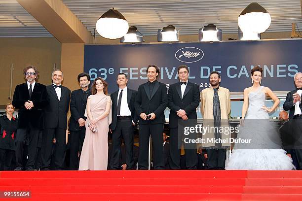 Tim Burton, Alberto Barbera, Victor Erice, Giovanna Mezzogiorno, Emmanuel Carrere, Alexandre Desplat, Benicio Del Tora and Kate Beckinsale attend the...