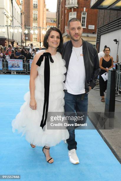 Charlotte Riley and Tom Hardy attend the UK Premiere of "Swimming With Men' at The Curzon Mayfair on July 4, 2018 in London, England.
