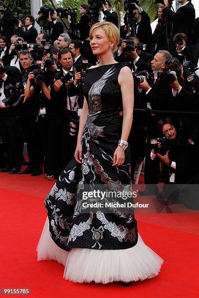 Cate Blanchett attend the 'Robin Hood' Premiere at the Palais des Festivals during the 63rd Annual Cannes Film Festival on May 12, 2010 in Cannes,...