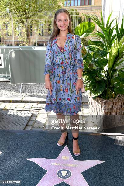 Sonja Gerhardt attends the Riani show during the Berlin Fashion Week Spring/Summer 2019 at ewerk on July 4, 2018 in Berlin, Germany.