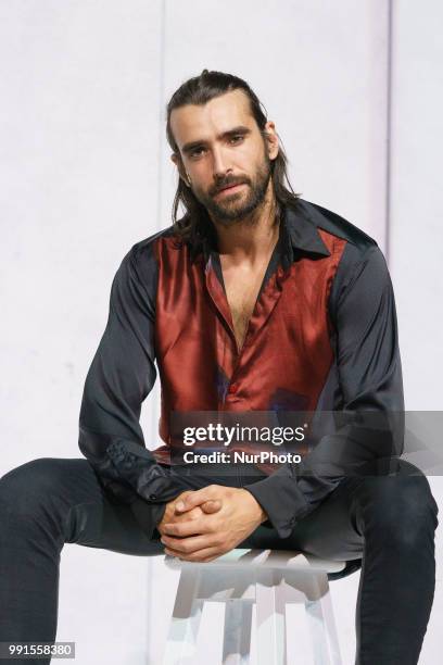 Actor Aitor Luna performs the play 'La vida a palos' at El Canal theatre on July 4, 2018 in Madrid, Spain.