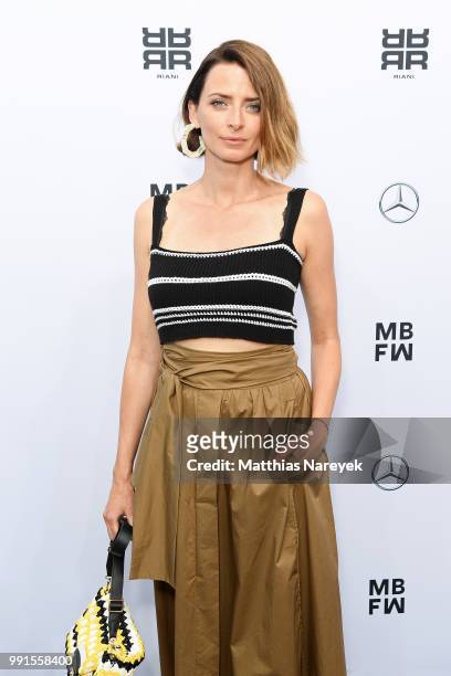 Eva Padberg attends the Riani show during the Berlin Fashion Week Spring/Summer 2019 at ewerk on July 4, 2018 in Berlin, Germany.