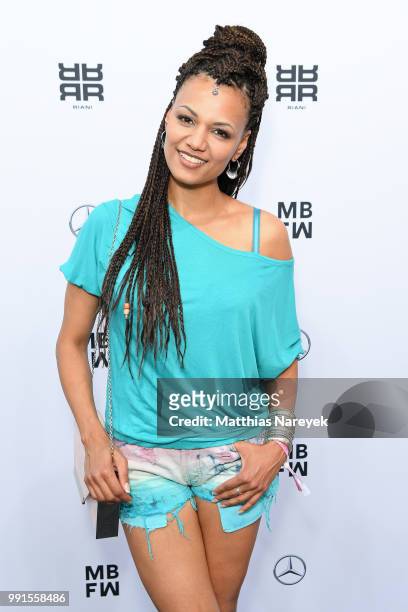 Francisca Urio attends the Riani show during the Berlin Fashion Week Spring/Summer 2019 at ewerk on July 4, 2018 in Berlin, Germany.