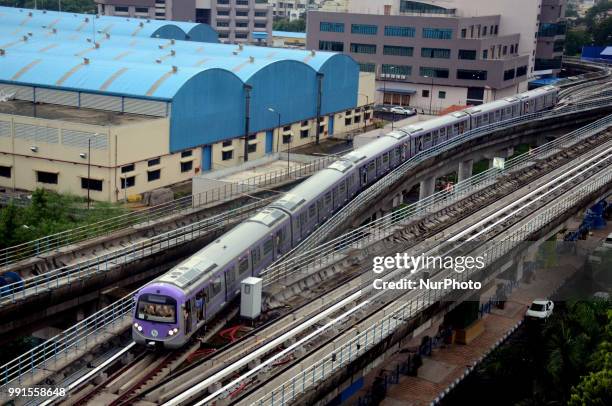 Eastern India East West Metro Trail Run on July 04,2018 in Kolkata City ,India. Kolkata Metro Rail Corporation is likely to launch a trail run on a...