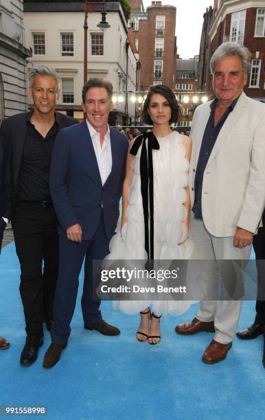 Rupert Graves, Rob Brydon, Charlotte Riley and Jim Carter attend the UK Premiere of "Swimming With Men' at The Curzon Mayfair on July 4, 2018 in...