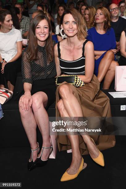 Alexandra Maria Lara and Eva Padberg attend the Riani show during the Berlin Fashion Week Spring/Summer 2019 at ewerk on July 4, 2018 in Berlin,...