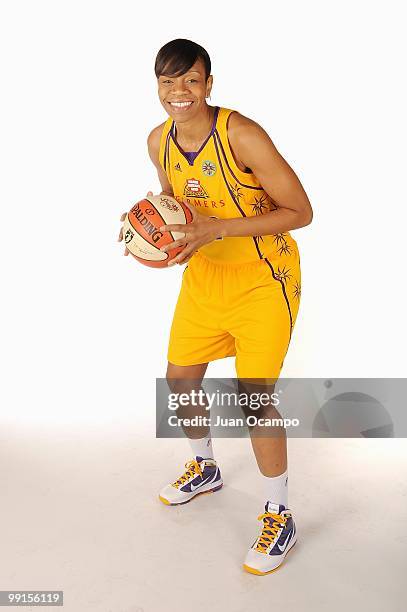 Tina Thompson of the Los Angeles Sparks poses for a portrait during WNBA Media Day on May 10, 2010 at St. Mary's Academy in Inglewood, California....