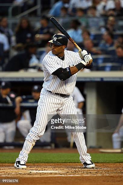 Robinson Cano of the New York Yankees bats against the Baltimore Orioles on May 4, 2010 in the Bronx borough of New York City. The Yankees defeated...