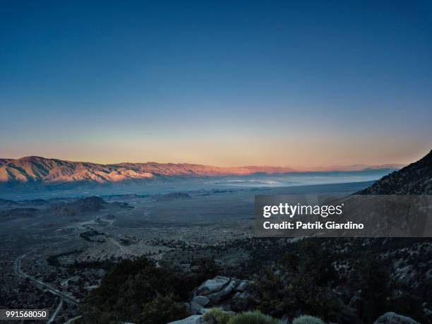 aerial view on alabama hills - giardino stock pictures, royalty-free photos & images