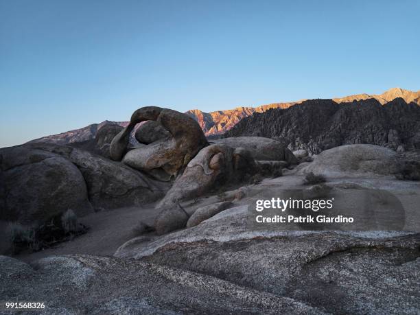 aerial view of sierra nevadas, roads and alabama hills. - giardino stock pictures, royalty-free photos & images