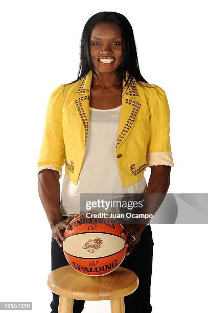 Marie Ferdinand-Harris of the Los Angeles Sparks poses for a portrait during WNBA Media Day on May 10, 2010 at St. Mary's Academy in Inglewood,...