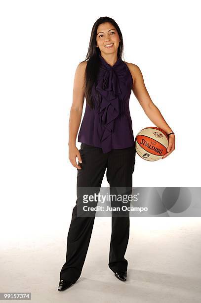 Karina Figueroa of the Los Angeles Sparks poses for a portrait during WNBA Media Day on May 10, 2010 at St. Mary's Academy in Inglewood, California....